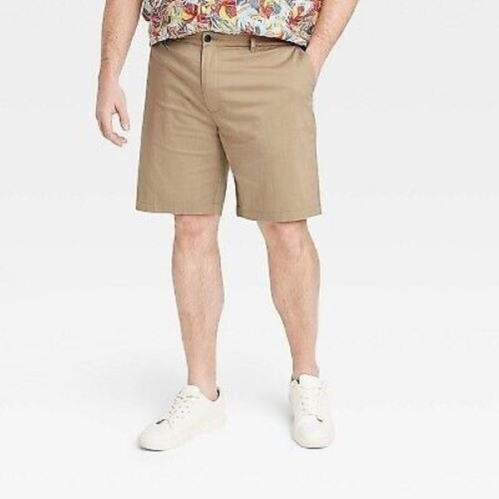 Men's Big & Tall Regular Fit 9" Tech Chino Shorts - Goodfellow & Co Tan Size 50